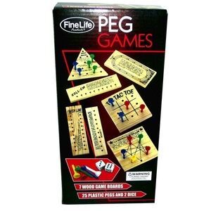 Classic Wood Peg Games 7-in-1 By FineLife NEW